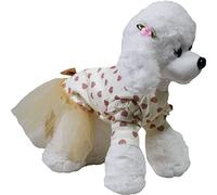 Petitebella Vestido de perro de felpa con corazones para el día de San Valentín (beige, pequeño)