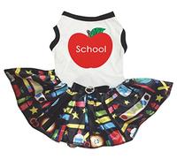 Petitebella Vestido de tutú para cachorros, diseño de manzana, color blanco