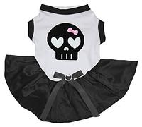 Petitebella - Vestido para Perro con diseño de Calavera Negra (Blanco/Negro, pequeño)
