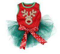 Petitebella - Vestido para Perro, diseño de Reno de Navidad, Color Verde