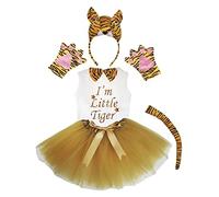 Petitebelle 3D diadema Bowtie Guantes de cola camisa del traje de la muchacha de la falda 6pc 1-2 años tigre 3d