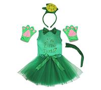 Petitebelle 3D diadema Bowtie Guantes de cola camisa del traje de la muchacha de la falda 6pc 3-4 años Tortuga verde 3d