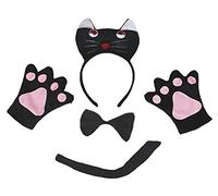 Petitebelle 3D diadema Bowtie Guantes de cola Disfraz de 4 piezas Un tamaño 3d Gato Negro