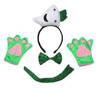 Petitebelle 3D diadema Bowtie Guantes de cola Disfraz de 4 piezas Un tamaño 3D rábano blanco