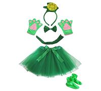 Petitebelle 3D tortuga con banda Tutu Guantes Zapatos 6pc determinado de la muchacha de vestuario Un tamaño Verde