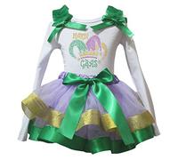 Petitebelle Bling carnaval Sombrero L/s oro camiseta lavanda pétalo falda Nb-8y 4-5 años Verde