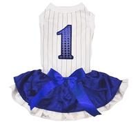 Petitebelle Blue Sequins - Vestido para cachorro (rayas/azul y blanco, talla XL)