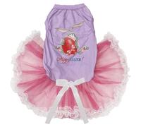 Petitebelle Bunny Egg Happy Easter Puppy vestido de perro (lavanda/encaje rosa, pequeño)