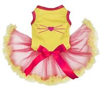 Petitebelle Bunny Nose - Vestido para perro (talla XL), color amarillo y rojo