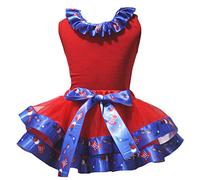 Petitebelle Camisa de julio cuarto Llanura de EE.UU. Sombrero del pétalo de la falda de Nb-8y 4-5 años rojo