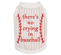 Petitebelle Camiseta para perro con texto en inglés "There Is No Crying In Baseball Puppy Dog" (rayas blancas y rojas, talla XXL)