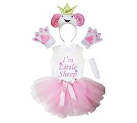 Petitebelle Corona diadema Bowtie Guantes de cola camisa del traje de la muchacha de la falda 6pc 5-6 años Ovejas 3d