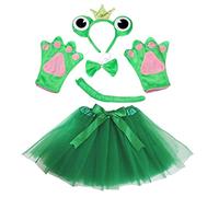 Petitebelle Corona diadema Bowtie Guantes de cola Tutu niña Disfraz de 5 piezas Un tamaño rana corona