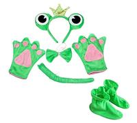 Petitebelle Corona diadema Bowtie Traje de 5 piezas Guantes de cola Zapatos Un tamaño rana corona