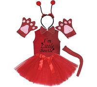 Petitebelle Diadema Bowtie Guantes de cola camisa del traje de la muchacha de la falda 6pc 1-2 Yr Escarabajo rojo