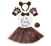 Petitebelle Diadema Bowtie Guantes de cola camisa del traje de la muchacha de la falda 6pc 4-5 Yr Oso