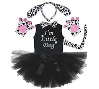 Petitebelle Diadema Bowtie Guantes de cola camisa del traje de la muchacha de la falda 6pc 4-5 Yr perro dálmatas