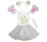 Petitebelle Diadema Bowtie Guantes de cola camisa del traje de la muchacha de la falda 6pc 5-6 Yr Las ovejas de oro