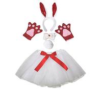 Petitebelle Diadema Bowtie Guantes de cola de la falda Unisex Adulto Disfraz de 5 piezas Un tamaño Rojo de las lentejuelas conejito