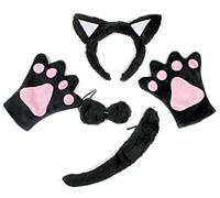 Petitebelle Diadema Bowtie Guantes de cola Disfraz de 4 piezas Un tamaño Gato negro