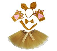 Petitebelle Diadema Bowtie Guantes de cola Tutu niña Disfraz de 5 piezas Un tamaño Brown canguro