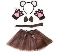 Petitebelle Diadema Bowtie Guantes de cola Tutu niña Disfraz de 5 piezas Un tamaño Brown del mono