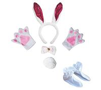 Petitebelle Diadema Bowtie Traje de 5 piezas Guantes de cola Zapatos Un tamaño Hot Pink Bunny las lentejuelas