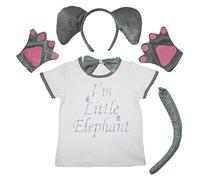 Petitebelle Estoy Pequeño Elefante Camisa 1-8y diadema Conjunto de vestuario unisex 4-5 Año gris