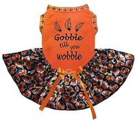 Petitebelle Feathers Gobble Till You Wobble - Vestido para cachorro (naranja/pavos bebés, talla L)