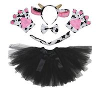 Petitebelle Ganado vaca diadema Bowtie Guantes de cola Tutu Disfraz de 5 piezas Niños Un tamaño marrón