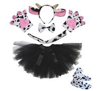 Petitebelle Ganado vaca diadema Bowtie Guantes Tutu Zapatos 6pc determinado de la muchacha de vestuario Un tamaño marrón