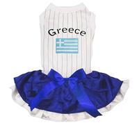 Petitebelle Greece & Flag - Vestido para cachorro (rayas/azul y blanco, talla XXXL)