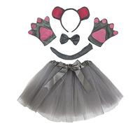 Petitebelle Grizzly diadema Bowtie Guantes de cola Tutu Disfraz de 5 piezas Niños Un tamaño gris