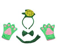 Petitebelle Guantes cola de tortuga 3D diadema Bowtie adulto Disfraz de 4 piezas Un tamaño Verde