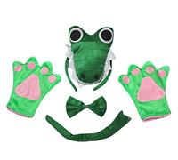 Petitebelle Guantes de Cola de cocodrilo 3D Diadema Bowtie Adulto Disfraz de 4 Piezas Un tamaño Verde