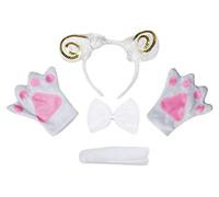 Petitebelle Guantes de cola de oveja de oro diadema Bowtie niños Disfraz de 4 piezas Un tamaño Blanco