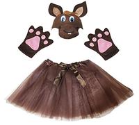 Petitebelle Guantes Sombrero caballo falda mujeres adultos de 3 piezas de accesorios de vestuario Un tamaño marrón