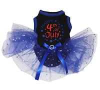 Petitebelle Happy 4th of July - Vestido para cachorro (negro/estrellas azules brillantes, talla XXXL)