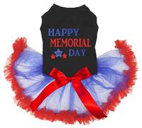 Petitebelle Happy Memorial Day - Vestido para cachorro (negro/azul y rojo, XXL)