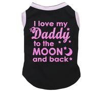 Petitebelle I Love My Daddy to The Moon Puppy - Camisa para perro (negro/rosa, talla XS)