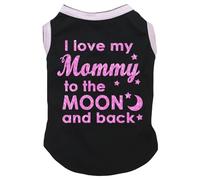 Petitebelle I Love My Mommy to The Moon Puppy - Camisa para perro (negro/rosa, talla XXXL)