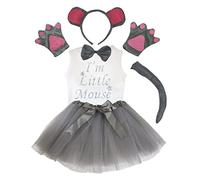 Petitebelle I m traje de la muchacha Guantes pequeño ratón gris con banda Tutu camisa 6pc 1-2 años gris