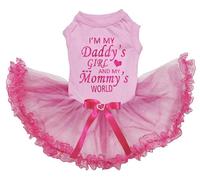 Petitebelle I'm Daddy's Girl And Mommy's World - Vestido para perro (encaje rosa/rosa, XXXL)