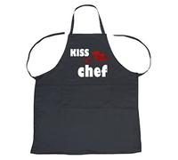 Petitebelle Kiss The Chef - Mandiles de Cocina, Delantal para adulto Negro Negro (Talla única