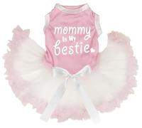 Petitebelle Mommy is My Bestie - Vestido para cachorro (rosa/beige, XS)