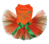 Petitebelle My First Clovers - Vestido para cachorro del día de San Patricio (naranja/verde naranja, pequeño)