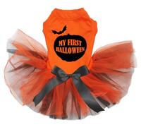 Petitebelle My First Halloween - Vestido para cachorro (naranja/naranja negro, XL)