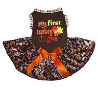 Petitebelle My First Turkey Day - Vestido para cachorro (marrón/pavos bebés, XXXL)