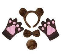 Petitebelle Oso diadema Bowtie Guantes de cola Disfraz de 4 piezas Parte para Adultos Un tamaño marrón