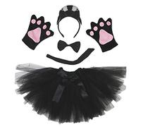 Petitebelle Pingüino 3D diadema Bowtie Guantes de cola Tutu de 5 piezas de señora Costume Un tamaño Negro